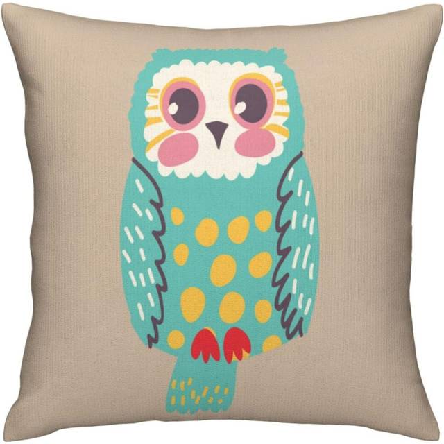 Lovely Green Owl With Big Eyess Animal Bird Cartoon Paintings Cushion Case Breathable Cushion Covers Comfy Throw Pillow CoversLivingroom 45X45 Cm