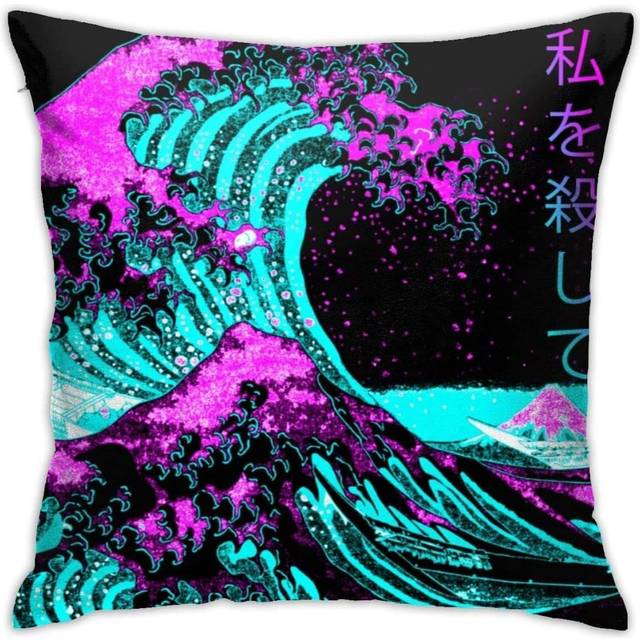 "Big Wave Kanagawa Throw Pillow Cover Decor Throw Pillow Cover Home Decor Bed Decor Cushion Cover 18""x18"""