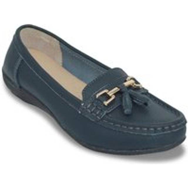 Extra Wide EE Fit Leather Loafer - Navy - 7