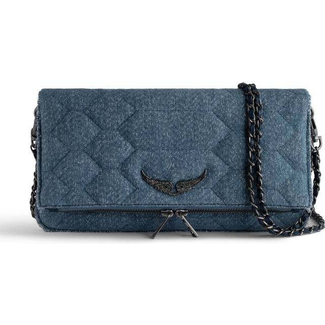 Zadig&voltaire Womens Storm Rock Wing-embellished Quilted Denim Clutch 1 Size - STORM