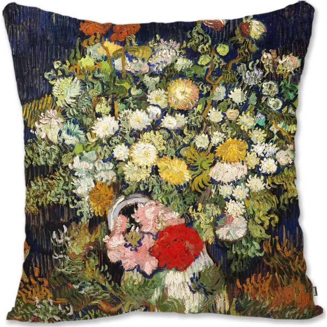 Decorative Throw Pillow Case Cover Impressionist Floral Art - Van Gogh - Bouquet Of Flowers In A Vase VG-Bouquet of Flowers in a Vase Vg