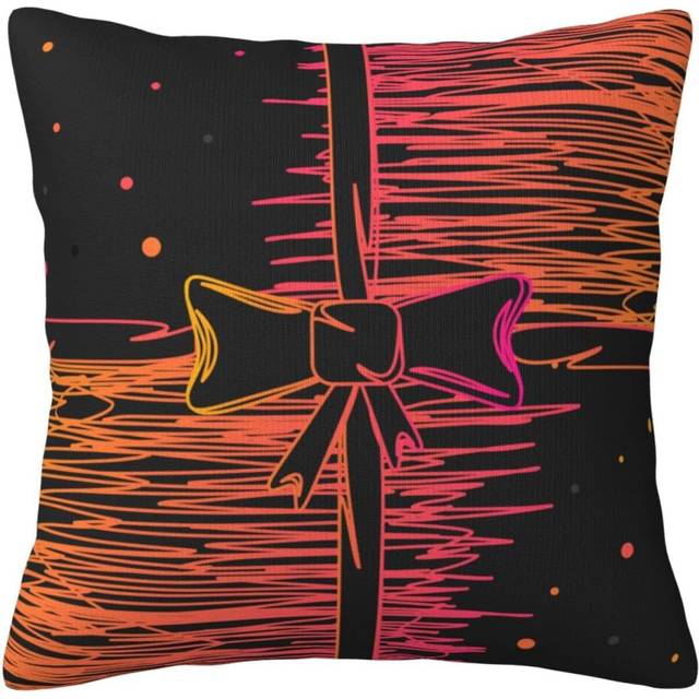 Christmas Decors Abstract Blackd Pink Bow Gift Prints Cushion Case Comfy Cushion Covers Stain Resistant Throw Pillow CoversBedroom 45X45 Cm