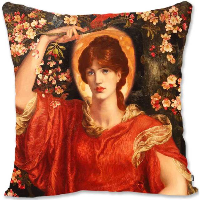 Decorative Throw Pillow Case Cover Pre-Raphaelite Woman Portrait Art - Millais - Isabella Heugh JE-The Vision of Fiametta Dg