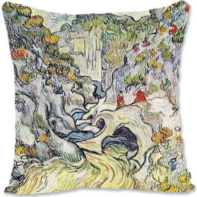 Decorative Throw Pillow Case Cover Impressionist Landscape Art - Van Gogh - Haystacks In Provence VG-A Path Through a Ravine Vg