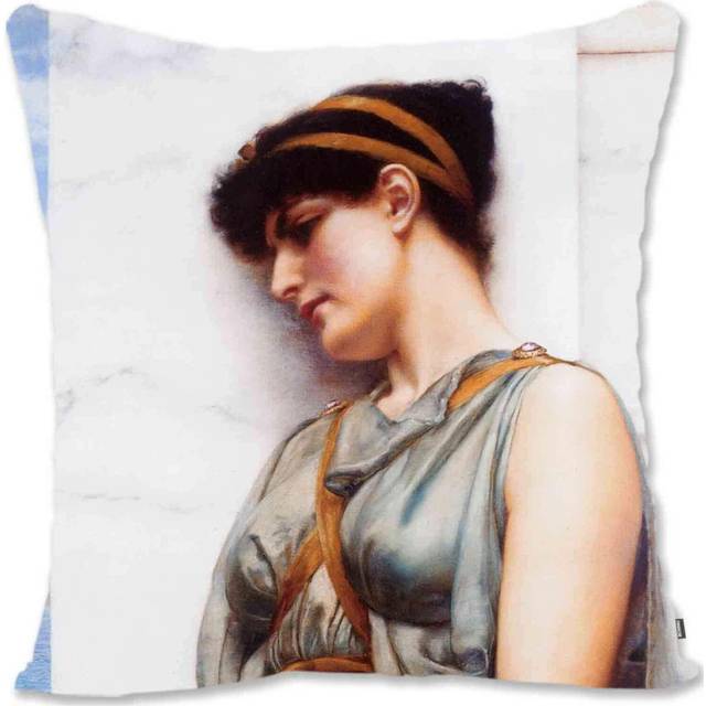 Decorative Throw Pillow Case Cover  Pre-Raphaelite Woman Portrait Art - Godward - An Offering To Venus JG-Grecian Reverie Jg
