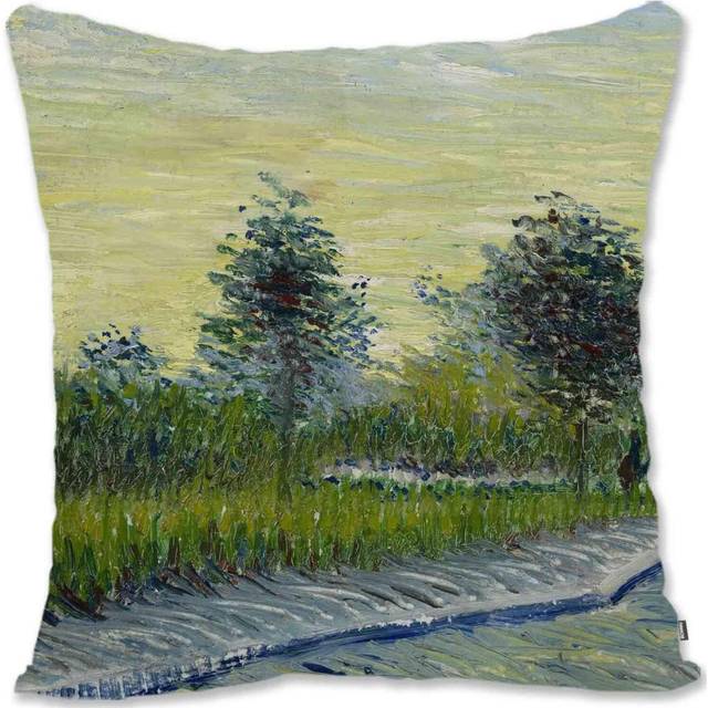 Decorative Throw Pillow Case Cover  Impressionist Landscape Art - Van Gogh - The PoetS Garden I VG-Square Saint Pierre at Sunset Vg