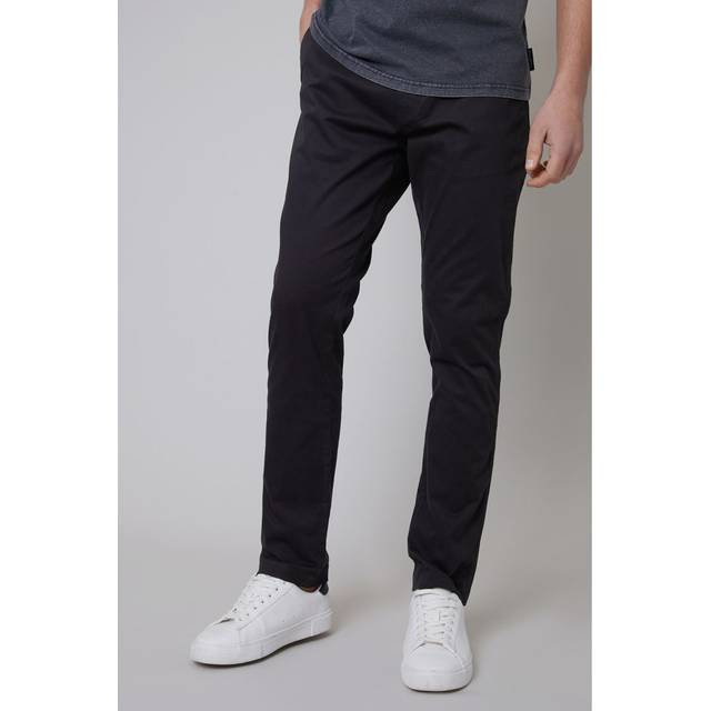 Threadbare Men 'Castello' Cotton Slim Fit Chino Trousers With Stretch in Black | Size: 32R