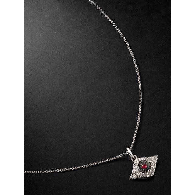 Ileana Makri - Kitten Eye White Gold, Diamond and Ruby Pendant Necklace - Men - Silver