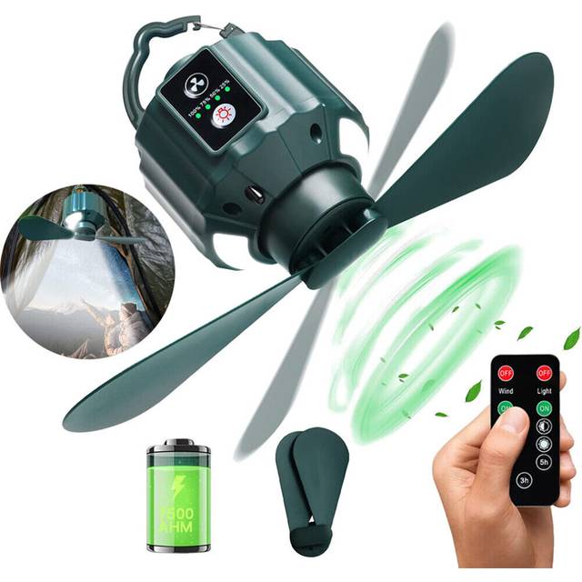 Camping Fan with LED Lantern USB Rechargeable Camping Fan for Tents UK