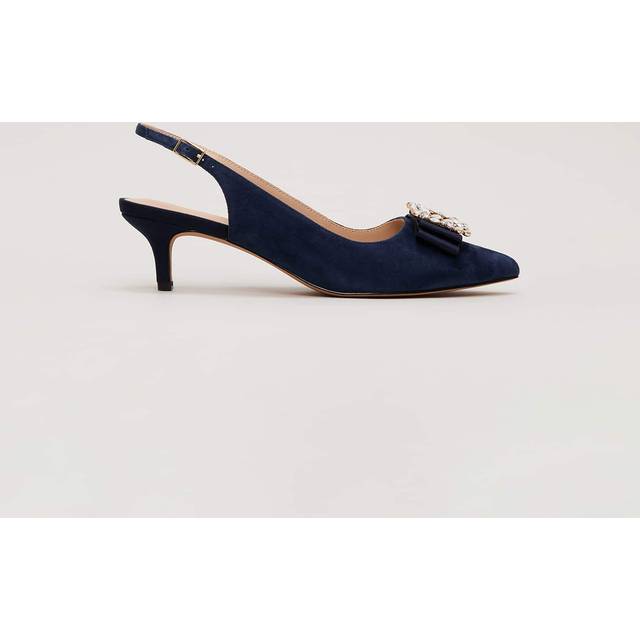 Phase Eight Suede Embellished Kitten Heels, Navy