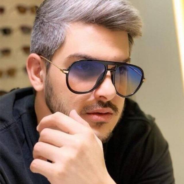 (Black Grey) New Classic Retro Men's Pilot Sunglasses Women Oversized Round Sun Glasses Gradient Driving Glasses Men zonnebril dames UV400