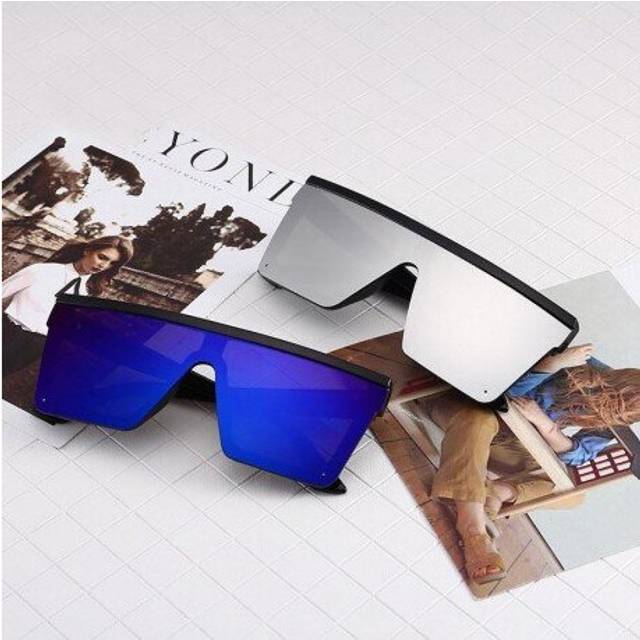 (C1 Black Grey) Oversized Siamese Square Big Frame Sunglasses Couple Sunglasses Brand Designer Retro Gradient Lens One-piece Glasses uv400 gafas