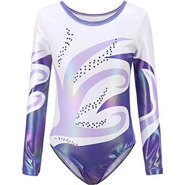 Maritown Gymnastics Leotards for Girls Long Sleeve Sparkle Ballet Leotards Dancing Leotard for Teens Home Gym 5-12 Years