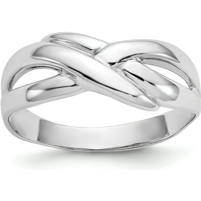 14K White Gold Polished X Dome Ring - Size 6.5
