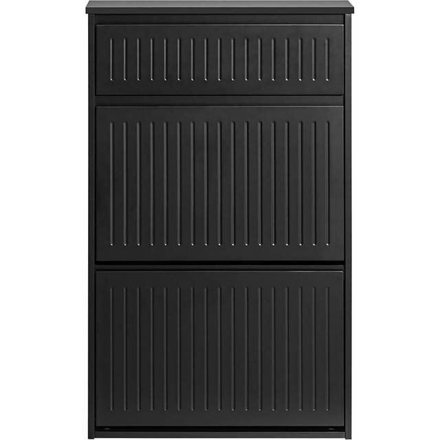 2 Flip-drawers 1 Pull Out Drawer Shoe Storage Cupboard Black,FSR165-SCH - Sobuy
