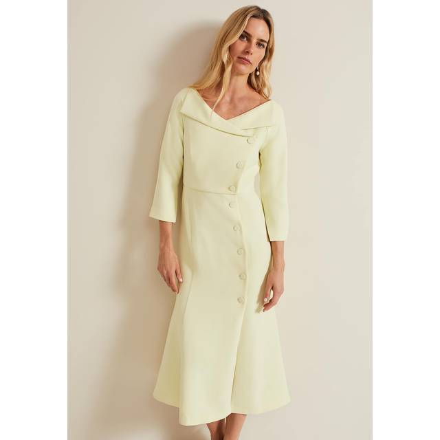 Phase Eight Women's Sienna Tux Button Midi Dress - Pale Yellow - 16