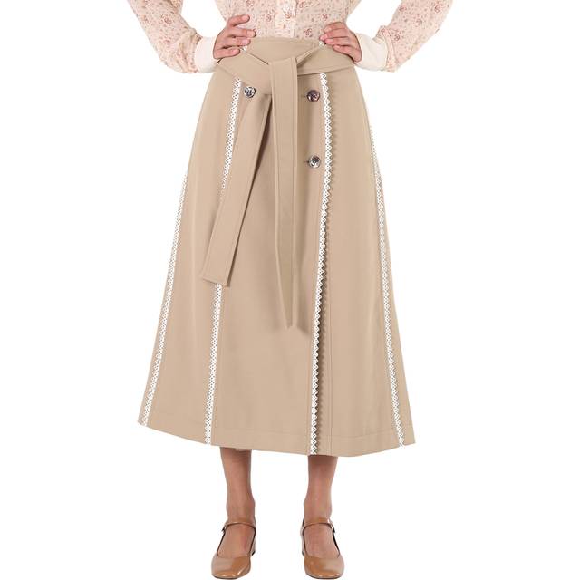 Chloe Ladies Pearl Beige Scallop-Trim Belted Trench Skirt, Brand Size 36 (US Size 4) (Size 4)