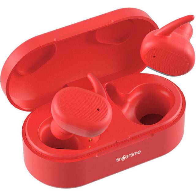 (Red) TWS Portable Earbuds In-Ear bluetooth Noise Reduction Earphones 9D Stereo Earbuds Sport Headset with Mic