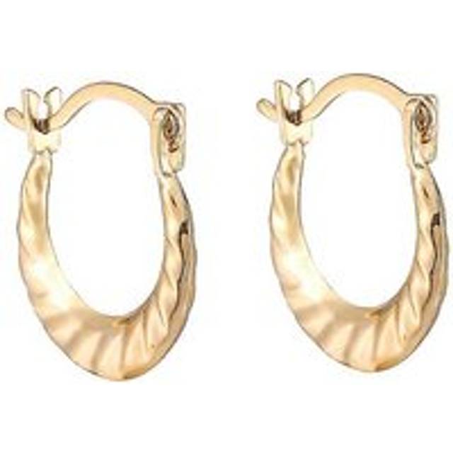 For You Collection 9ct Solid Gold Small Pattern Creole Hoop Earrings
