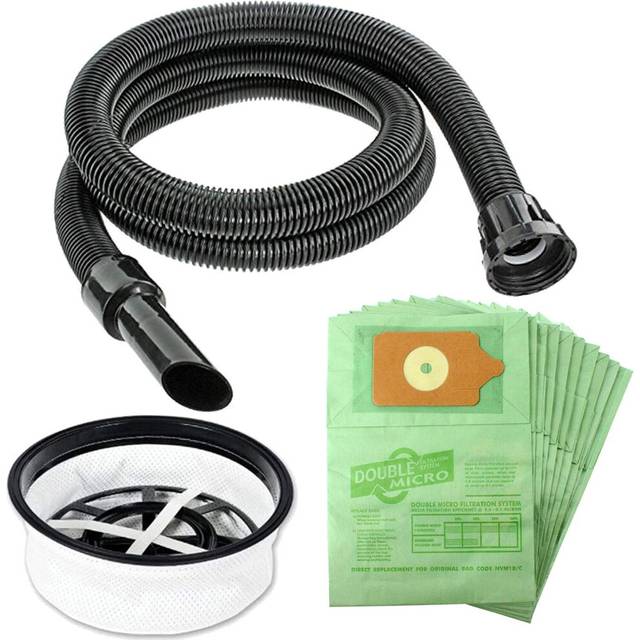 "2.6m XL Hose Pipe, 10 Dust Bags & 12"" Round Filter for Numatic Henry James Charles George Hoover Vacuum Cleaner"
