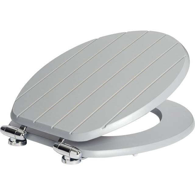 Wooden Antibacterial Soft Close Toilet Seat - Grey