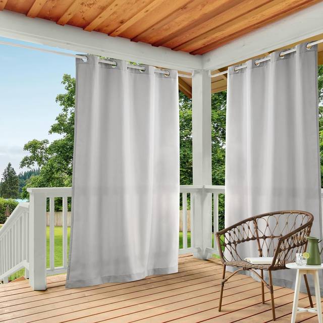 Curtains EH7999-06 2-84G Indoor/Outdoor Solid Cabana Grommet Top Window Curtain Panel, Polyester, Cloud Grey, 54x84