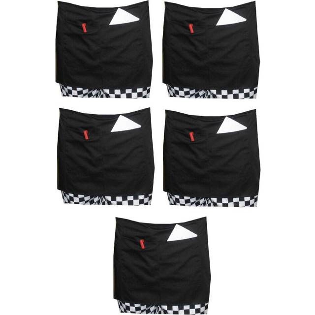 "(Pack of 5) Professional Waiter Server Black Short Apron Split Pocket 14"" Long"