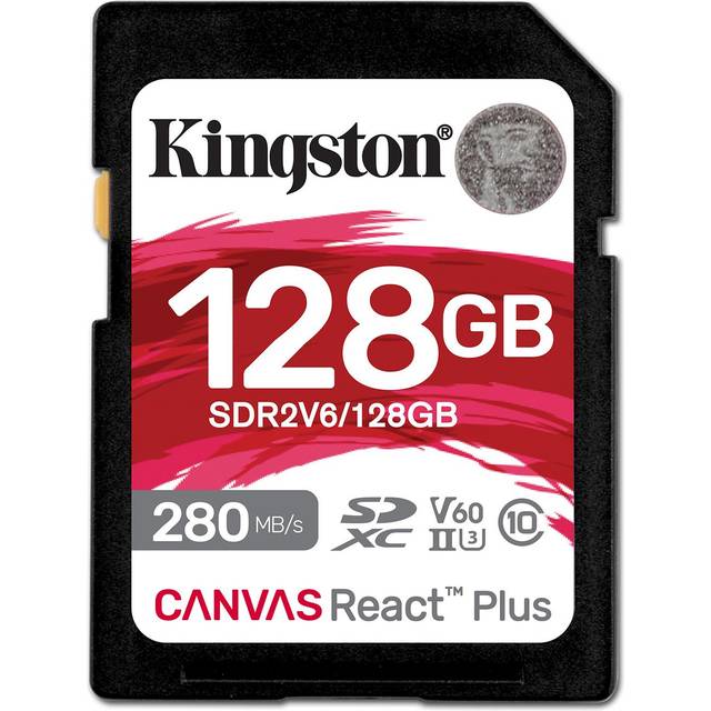 Kingston Canvas React Plus V60 UHS-II 128GB SD Memory Card with 280MB Per Second Read Speed