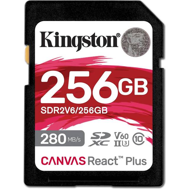 Kingston Canvas React Plus V60 SD 256 GB SDXC UHS-II 280R/150W U3 V60 för Full HD/4K