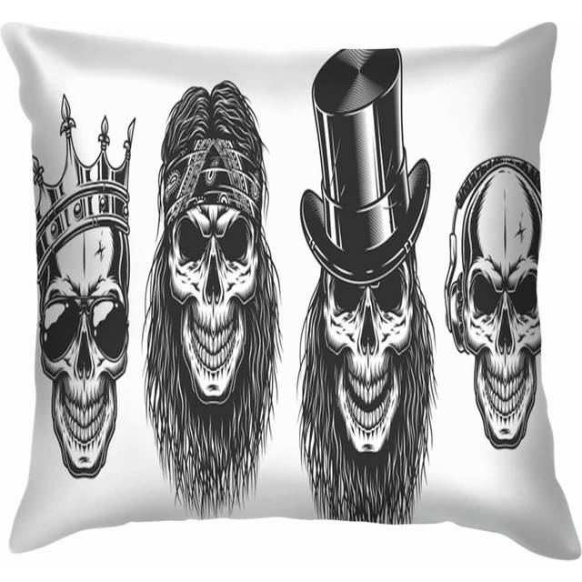 Rock Roll Skull Set Throw Pillows Covers Accent Home Sofa Soft Cushion Cover Pillowcase Gift Decorative 45x45 cm