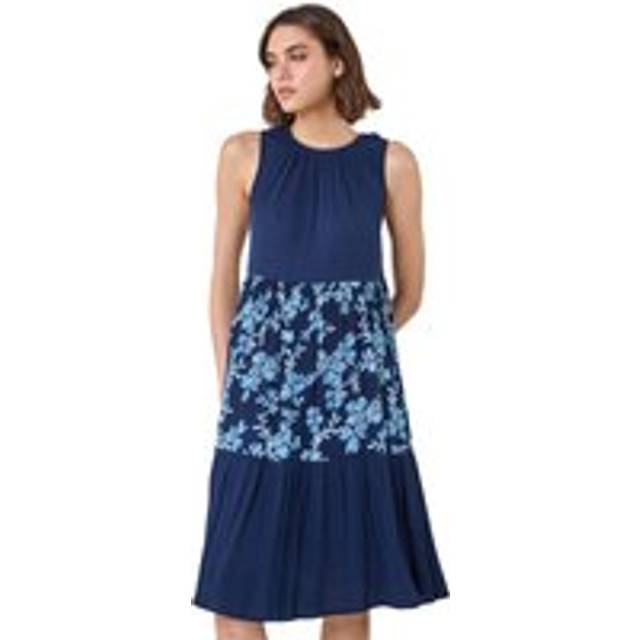 Aztec panel midi smock dress for women uk - ladies roman