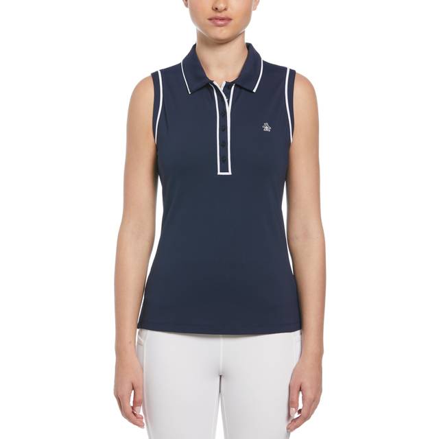 Original Penguin Women's Veronica Sleeveless Golf Polo in Black Iris Blue, Size XL, Nylon/Elastane (XL)