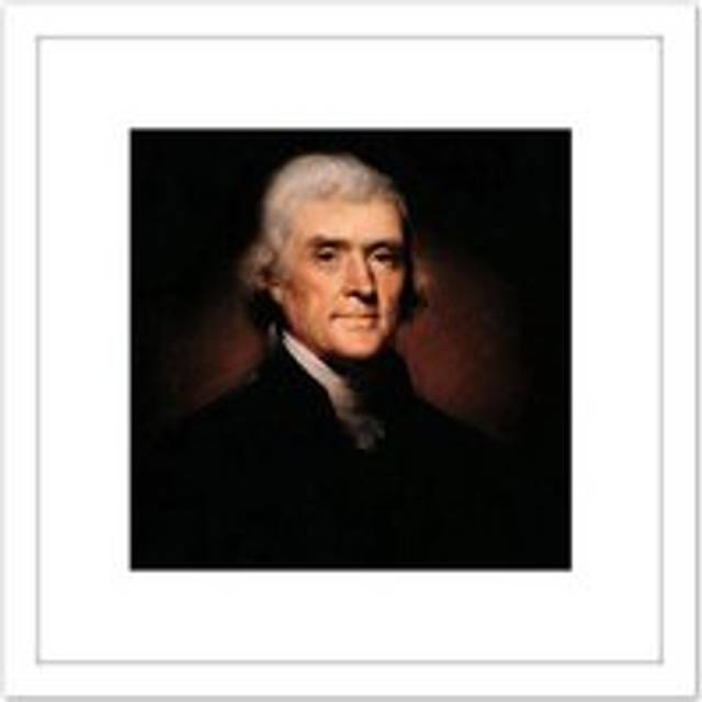 Rembrandt Peale Thomas Jefferson 8X8 Inch Square Wooden Framed Wall Art Print Picture with Mount - White - One Size