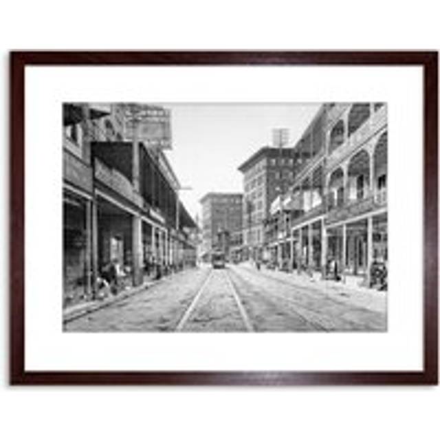 Wall Art Print Vintage Photo St Charles Street 1900 New Orleans Artwork Framed 9X7 Inch - Brown - W7 inch x H9 inch
