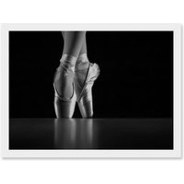 Ballerina Ballet Shoes A4 Artwork Framed Wall Art Print - White - One Size
