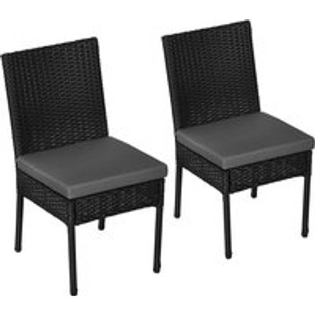 Outsunny 2 Pcs Rattan Garden Chairs W/ Cushion - Black, Black