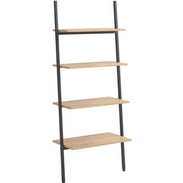 vidaXL 4-Tier Leaning Shelf Light Brown and Black 64x34x150.5 cm