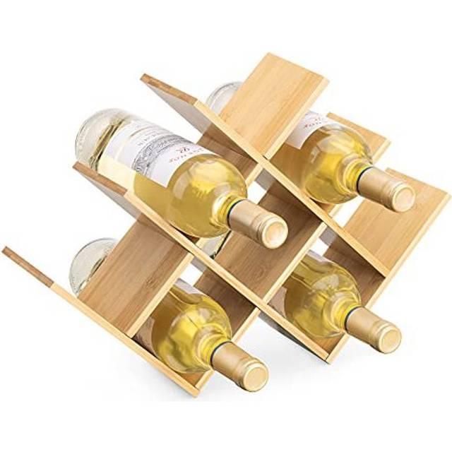 Navaris Flaskhållare – vinhylla horisontellt 43,5 x 10 x 29,5 cm bambu för 8 flaskor – vinställ vatten soda kök deco