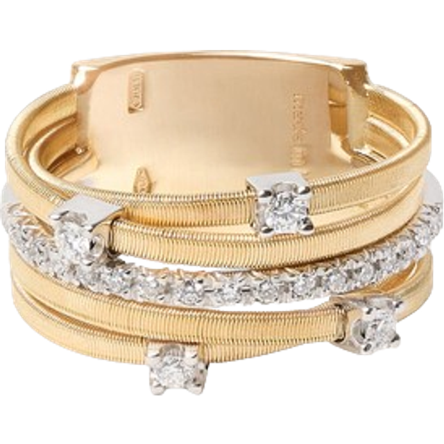 Marco Bicego Goa 18ct Yellow Gold 0.25ct Diamond Crossover Ring - M
