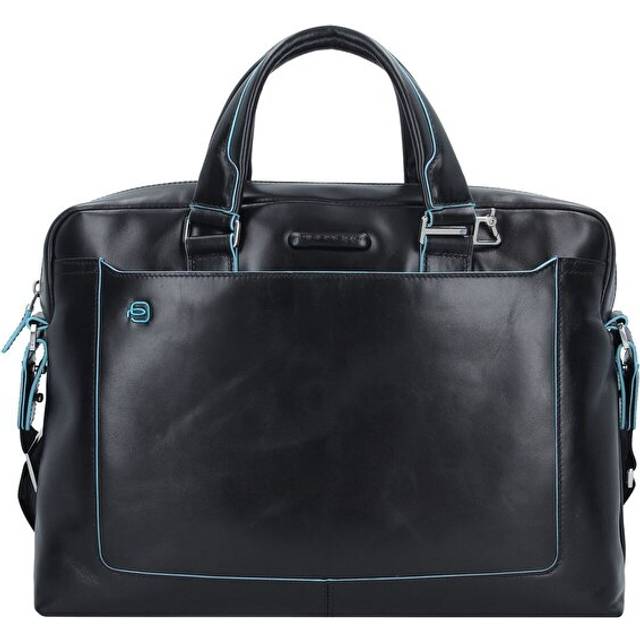 Piquadro Blue Square Briefcase III leather 40 cm laptop compartment black