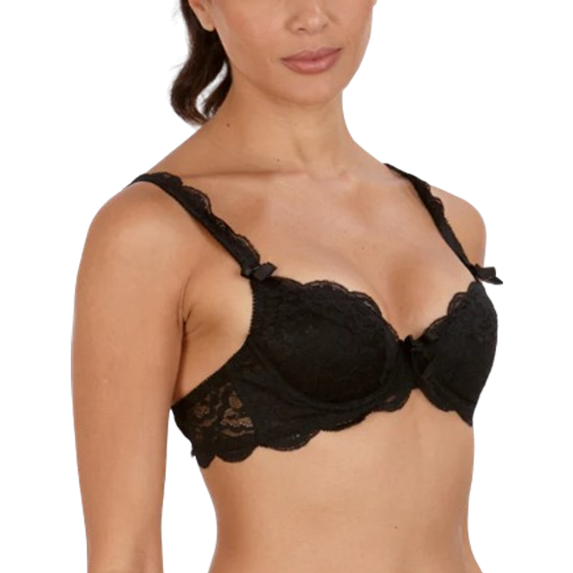 'LULU' Stretch Lace Underwired Small Cup Bra - Black - 36A
