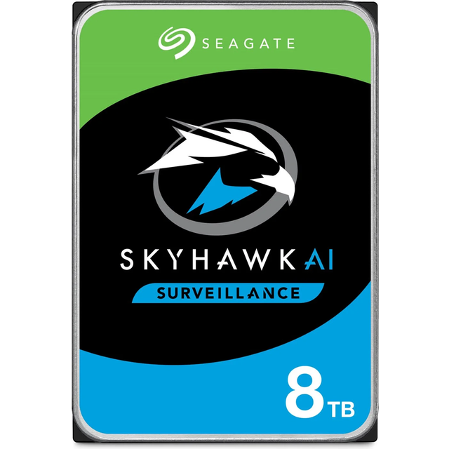 Seagate SkyHawk AI ST8000VE001 - Hårddisk - 8 TB - intern - 3,5" - SATA 6Gb/s - buffert: 256 MB - med 3 års Seagate Rescue Data Recovery