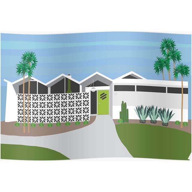 Posters Mid Century Zig Zag Roof 16x20 inch or 20x20 inch Wall Art Soccer Print