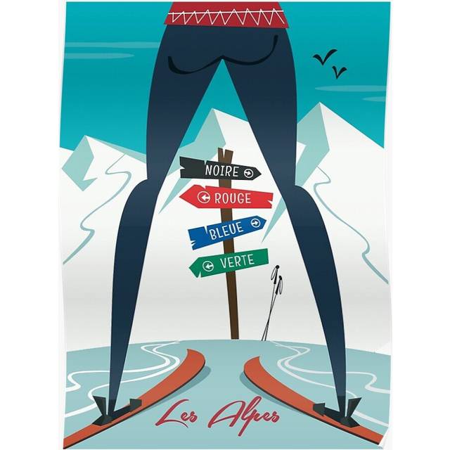 Posters Les Alpes ski poster 16x20 inch or 20x20 inch Wall Art Soccer Print