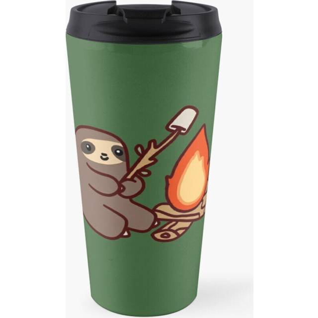 Insulated Travel Coffee Mug Campfire Sloth Stainless Steel Cup Tumbler 17oz