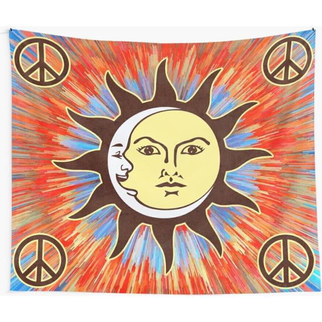Tapestry 60x50inch Psychedelic Sun Moon / Peace Sign Bohemian Hippie Festival Wall Hanging Art DÃ©cor Living Room