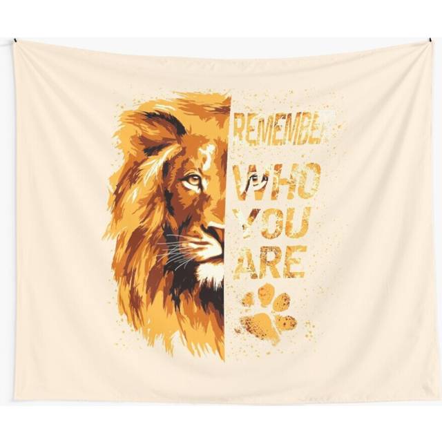 Tapestry 60x50inch Remember WHO YOU ARE Lion Wall Hanging Art DÃ©cor Living Room