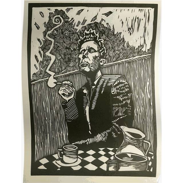 Posters Tom Waits Smoking a Cigarette Graphite Artwork 16x20 inch or 20x20 inch Wall Art Soccer Print