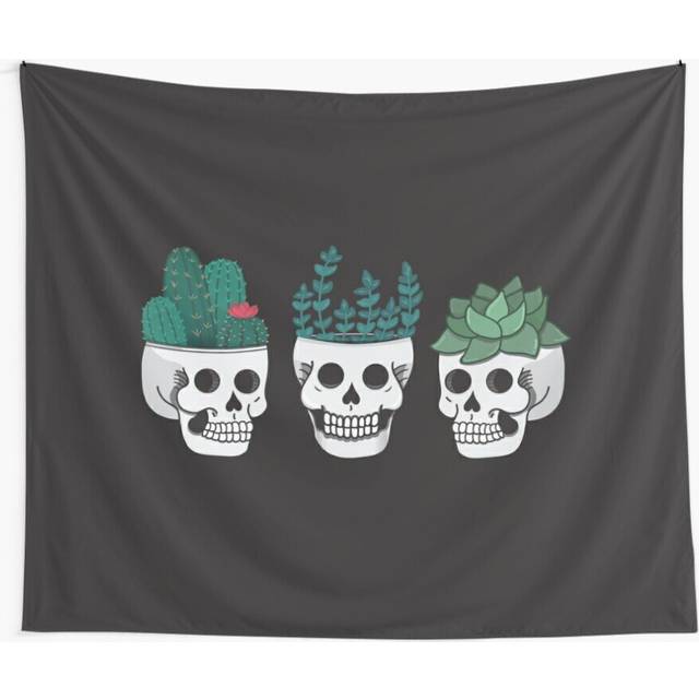 Tapestry 60x50inch Skull Plants Trio Wall Hanging Art DÃ©cor Living Room