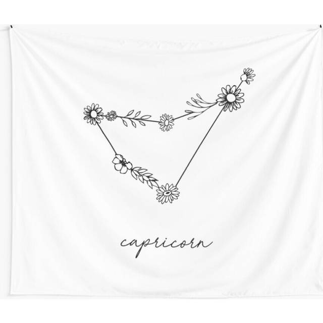 Tapestry 60x50inch Capricorn Zodiac Wildflower Constellation Wall Hanging Art DÃ©cor Living Room